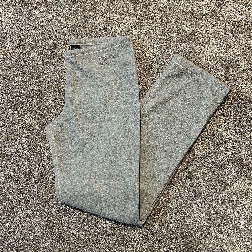 DKNY Women's Gray Fleece Straight Leg Sweatpants with Interior Drawstring Waist